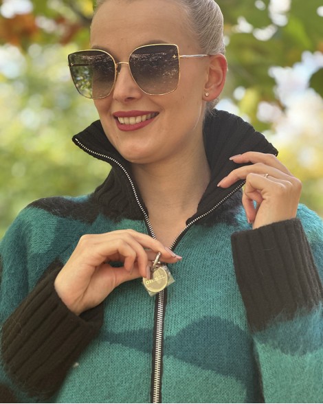Svetr dámský Diesel zelený na zip se vzorem